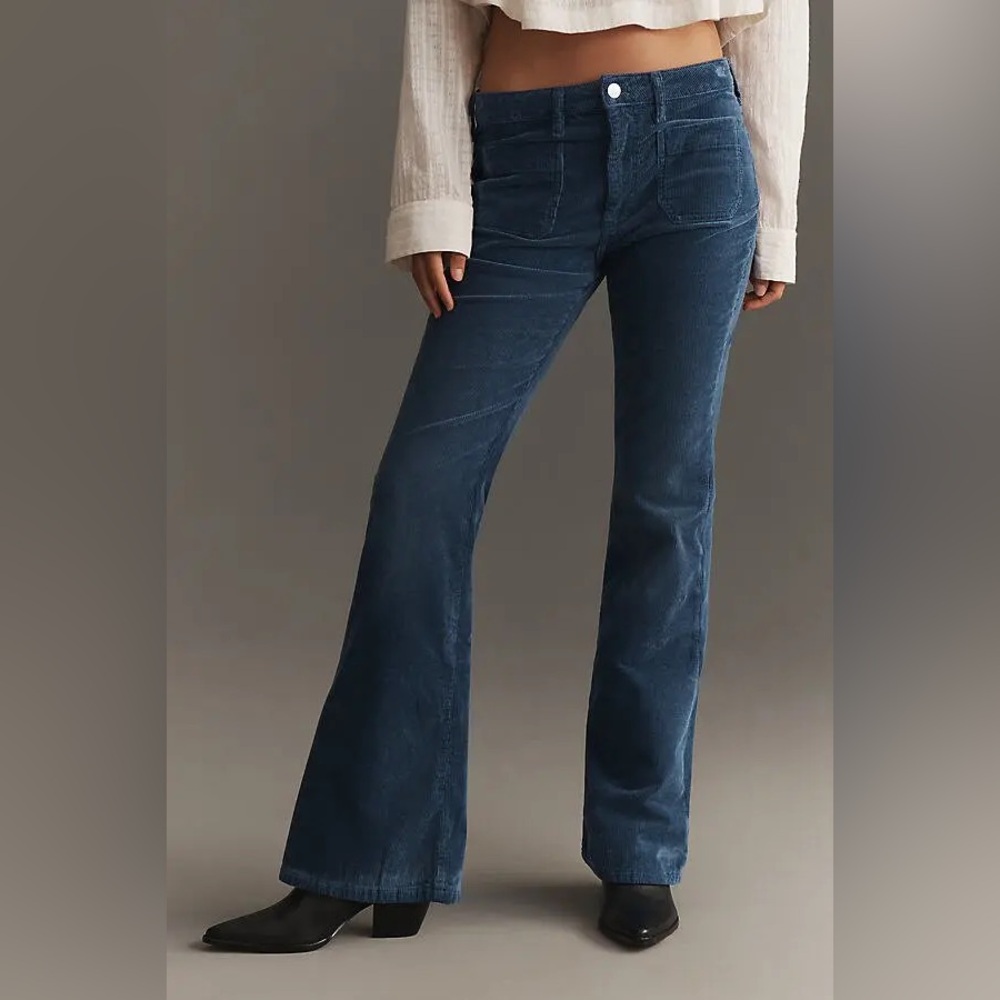 Anthropologie Pilcro The Icon Corduroy‎ Flare Jeans In Blue Size 30